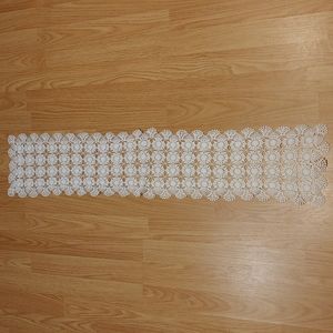 Crochet White Table Runner